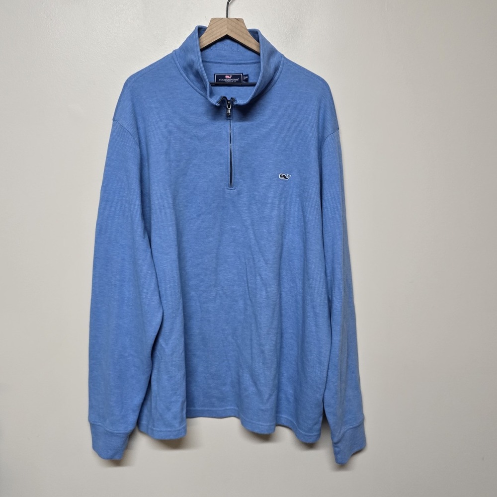Vineyard Vines 1/4 Zip Pullover Mens 2XB Blue Whale Logo Long Sleeve
